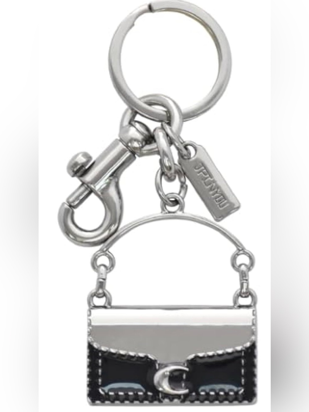 Silver and Black Handbag Charm Keychain